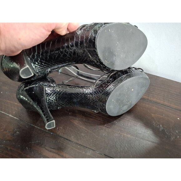 EUC New York Transit Black Metallic Strappy Open-Toe Heels/Sz. 8M - Picture 6 of 9